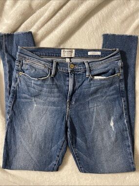 Frame Denim Women's Straight Leg Jeans in Medium Blue Wash - Le High Skinny